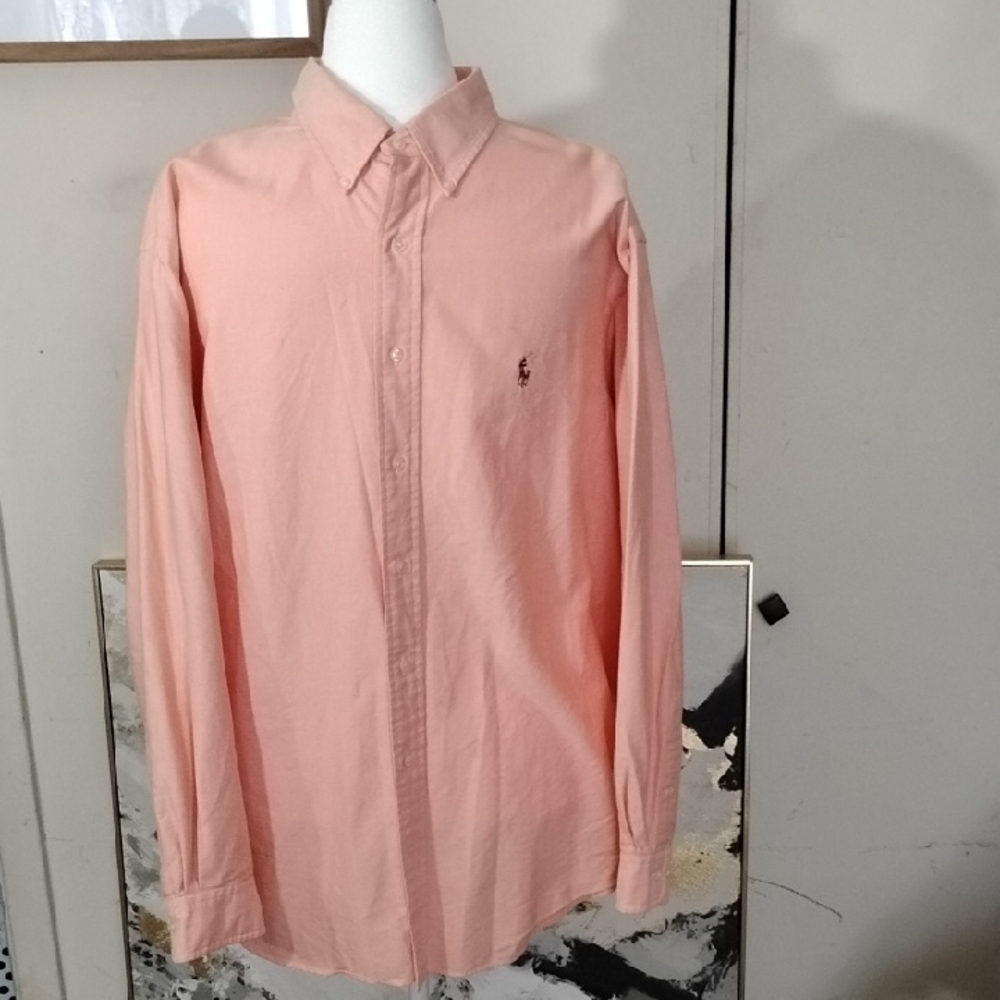 RALPH LAUREN Men's Salmon Color Button Down Shirt